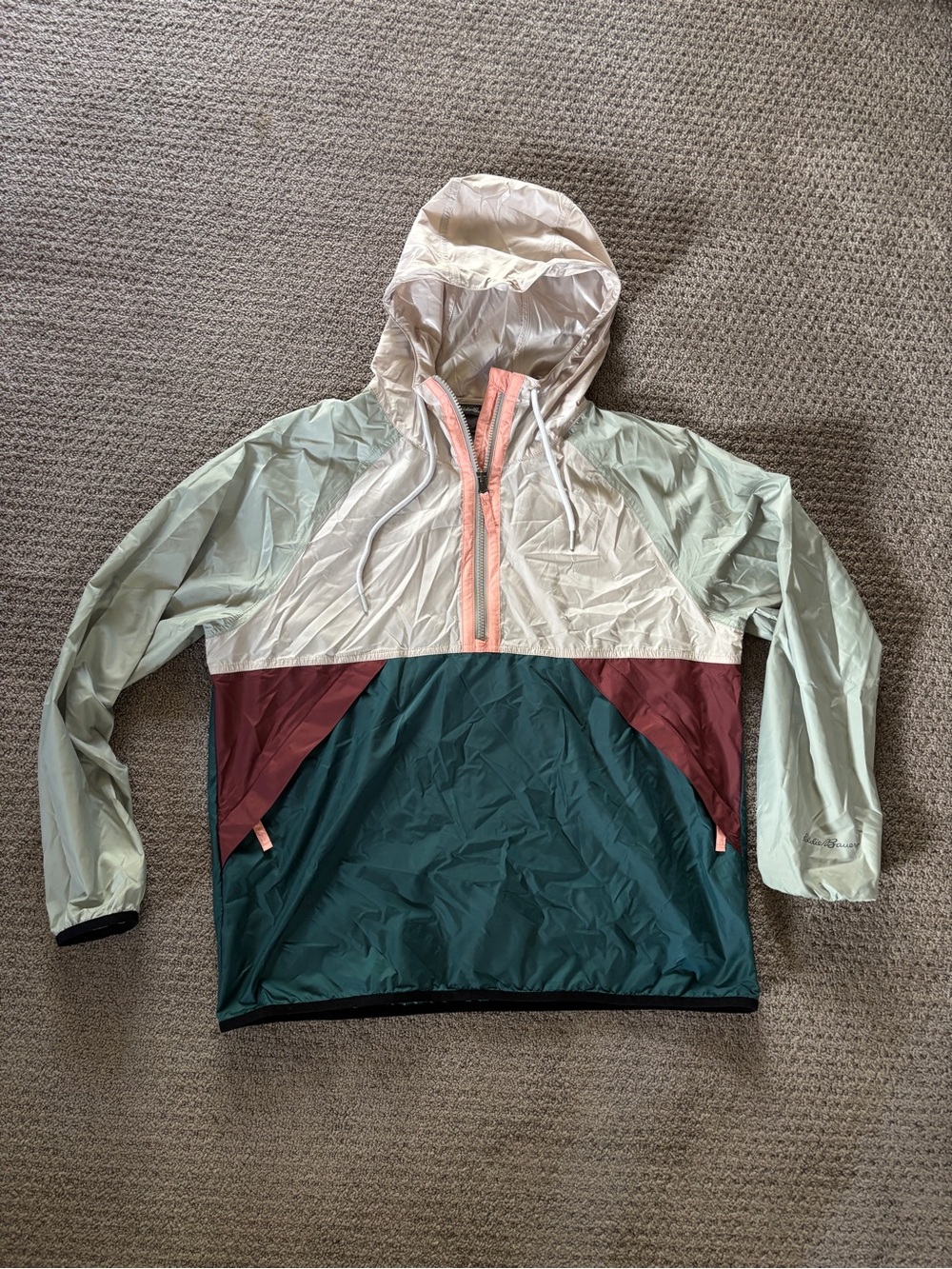 Eddie Bauer Colorblock Windbreaker Jacket - Sage, Teal & Berry